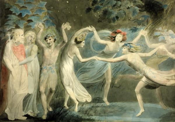 Oberon, Titania and Puck with Fairies Dancing c.1786 by William Blake 1757-1827